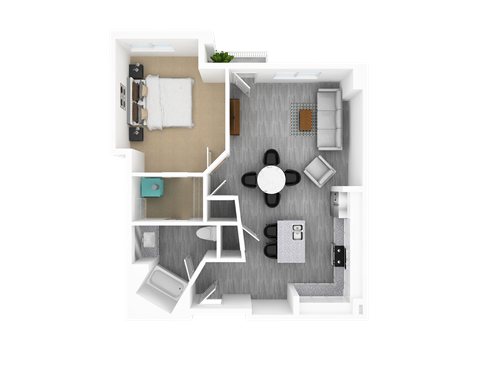 1 Bedroom 1 Bathroom, 929 sq ft, Birch Floorplan at The Whit in Indianapolis, IN 46204